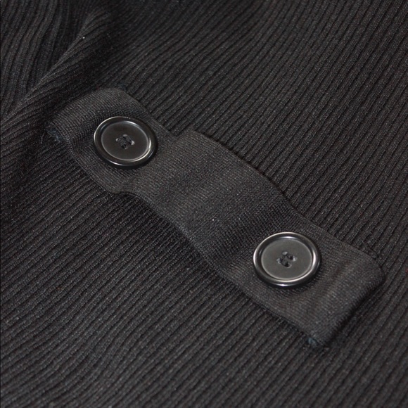 VTG y2k Black Ribbed Knit Double-Breasted Long Sleeve Hoodie Cardigan - Small - Picture 8 of 10